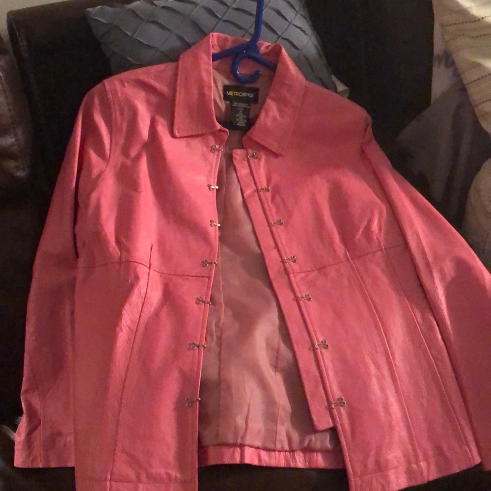 Pink leather jacket